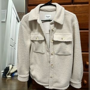 Abercrombie Women’s Sherpa Shirt Jacket XS in Cream